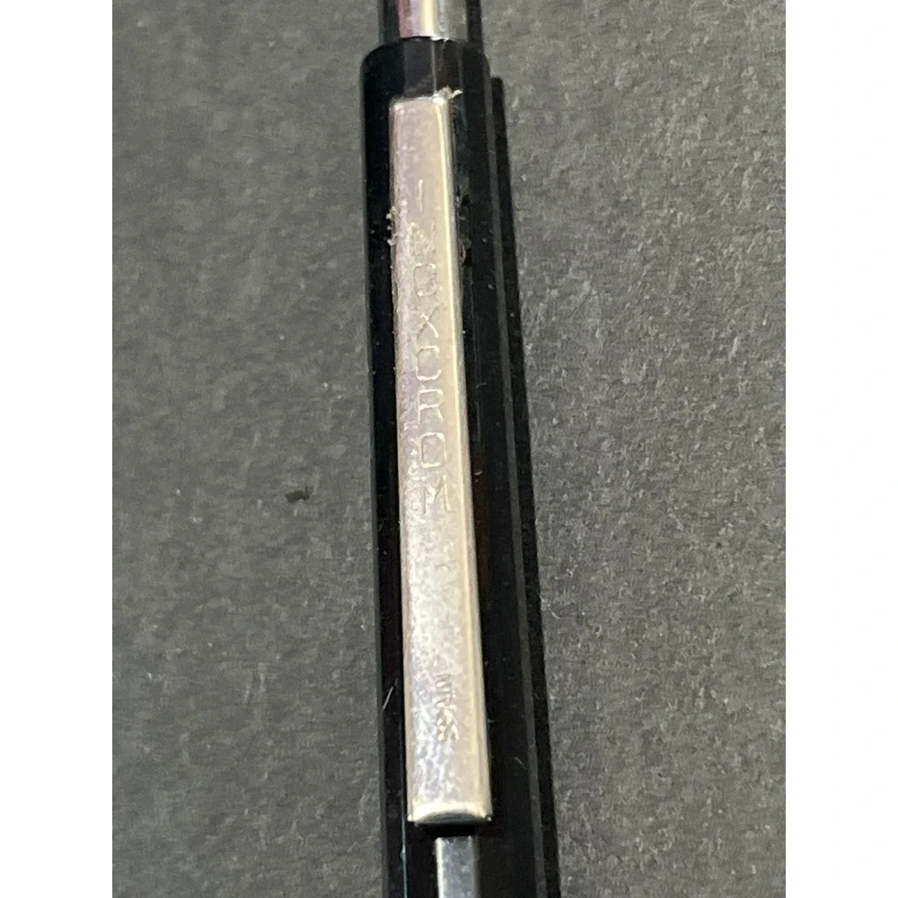 Vintage Inoxcrom Ballpoint Pen Black Hexagonal Retractable Made in Spain Silver